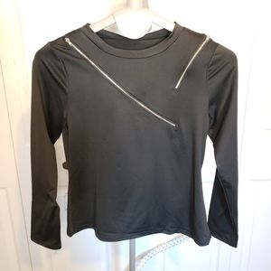 Bloomchic zipper shirt long sleeve black size 12 NWT